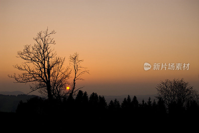 夕阳在德国橙色的太阳