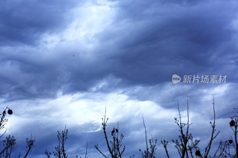 梦幻般的天空黑云:戏剧性的悲伤风暴云景，令人毛骨悚然的景观