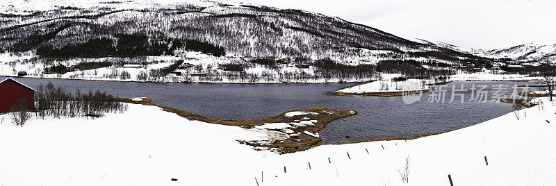 挪威峡湾冬季景观