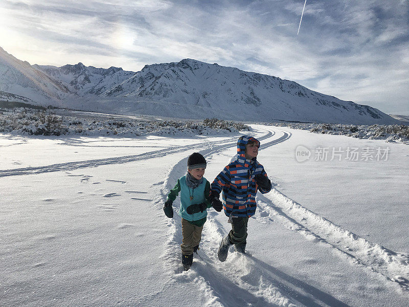 在雪山中自由奔跑