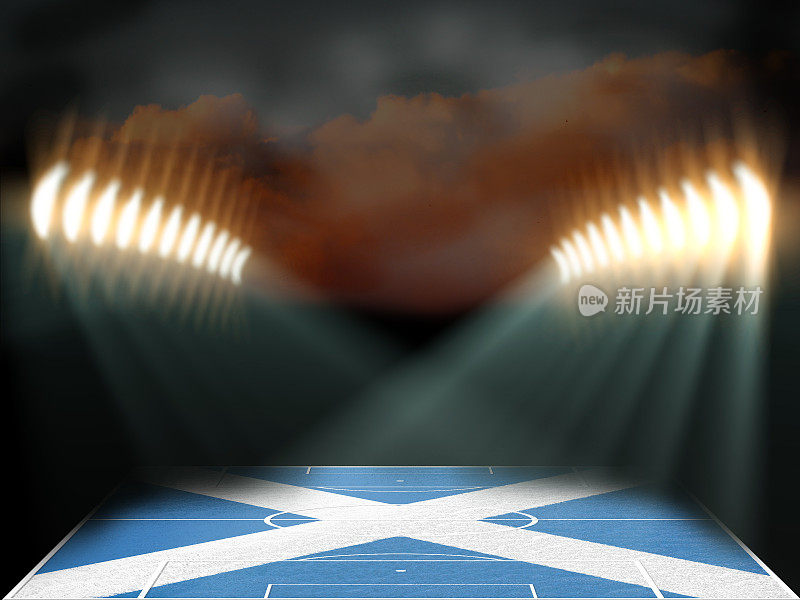 足球场与苏格兰旗帜纹理的领域