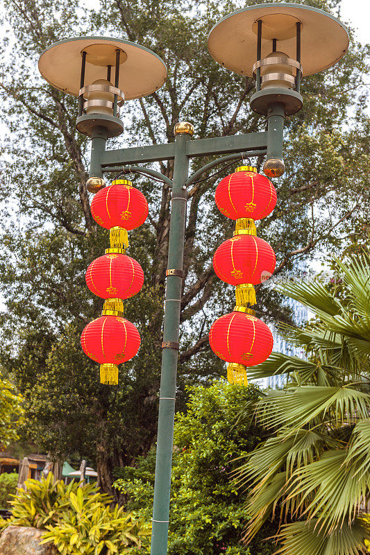 中国传统红灯笼，公园，广州，中国