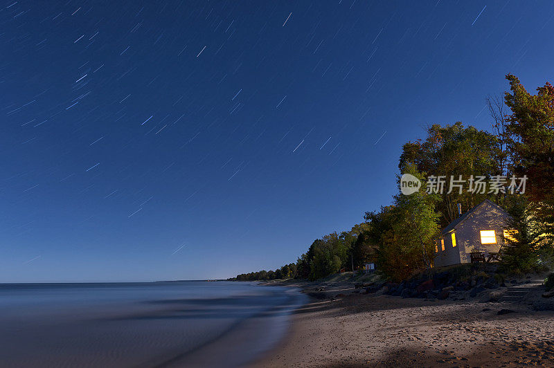 星迹和苏必利尔湖的海岸线。