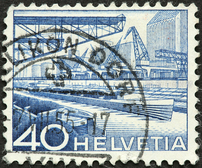 船坞在瑞士邮票上