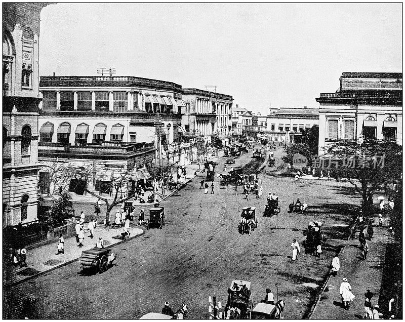 世界著名景点的古董照片:印度加尔各答克莱夫街