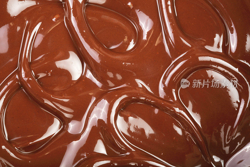 融化的巧克力漩涡作为背景特写