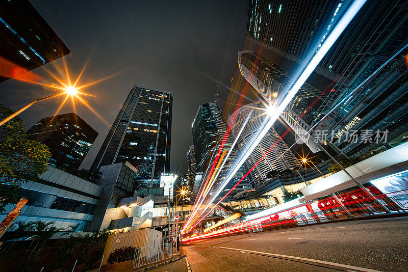 香港中环交通繁忙夜