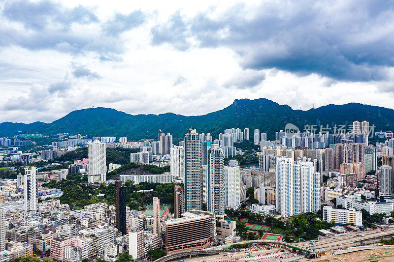 香港市区的无人机影像