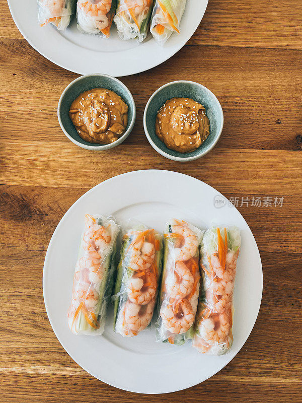 自制越南鲜虾夏日卷和花生酱