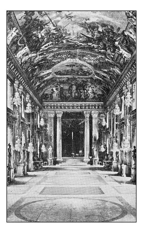 意大利的古董点印照片:罗马，科隆纳拱廊