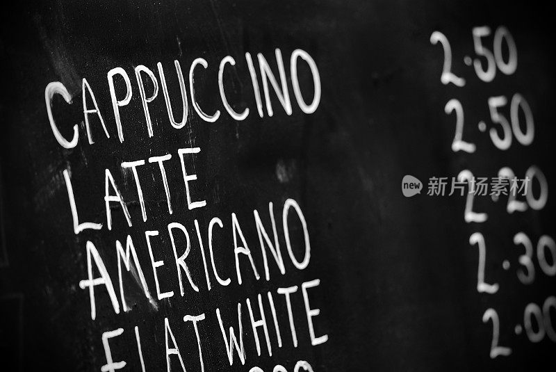 咖啡黑板上菜单