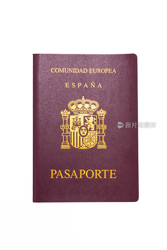 西班牙护照被白色隔离