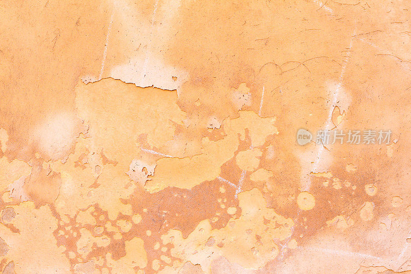 旧西西里墙背景:橙黄色和斑驳