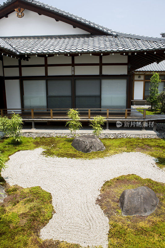 日本京都百库曼本细寺的禅宗花园