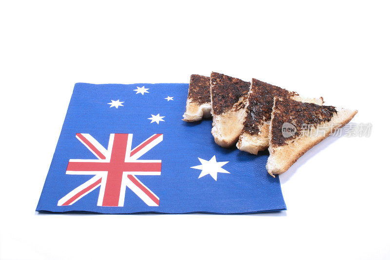 澳大利亚国庆日的烤面包，加了酱和国旗