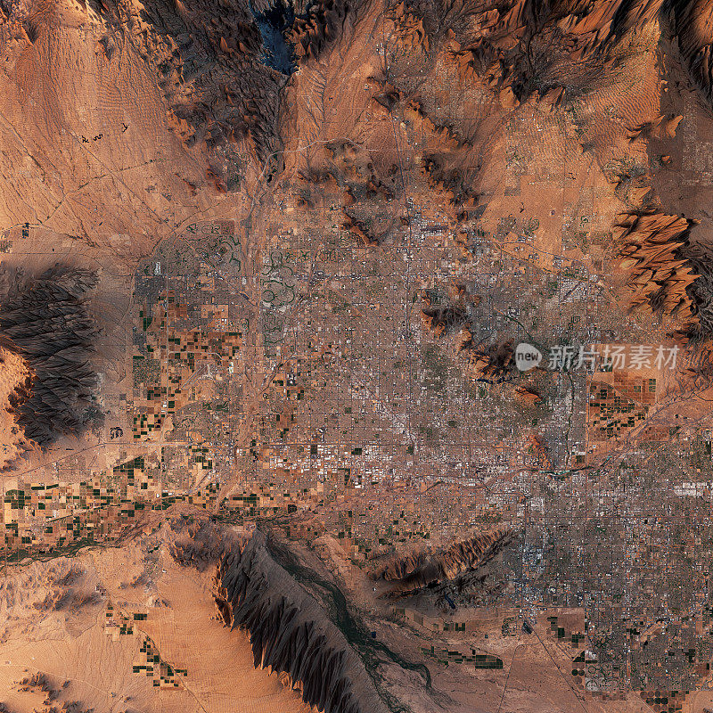 凤凰3D渲染卫星视图地形图