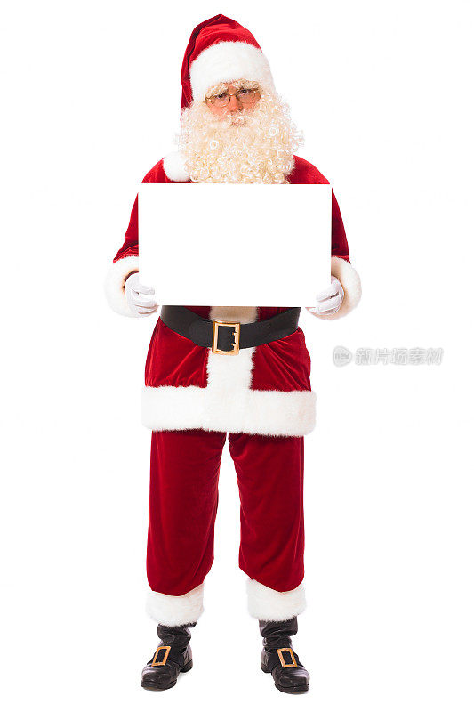 圣诞老人拿着空白的海报