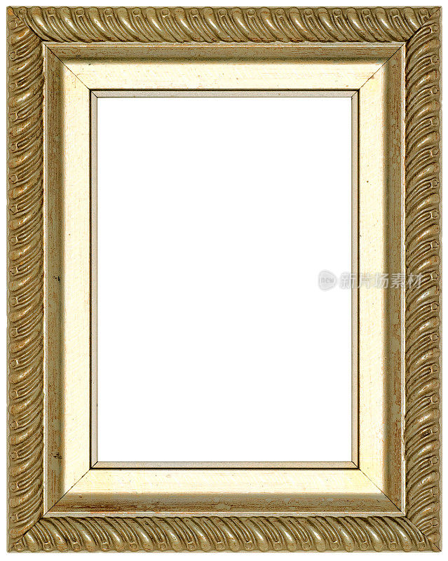 金镜框。孤立的白色裁剪路径
