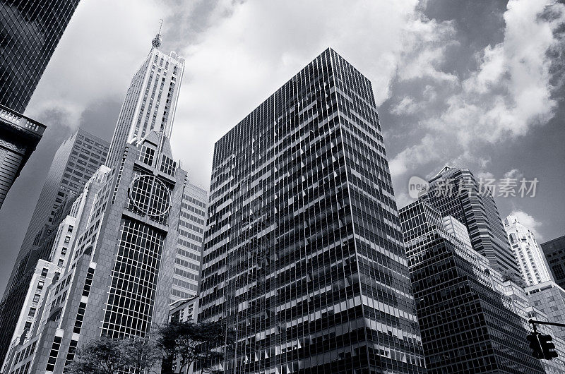 曼哈顿中城摩天大楼和后现代风格，纽约市