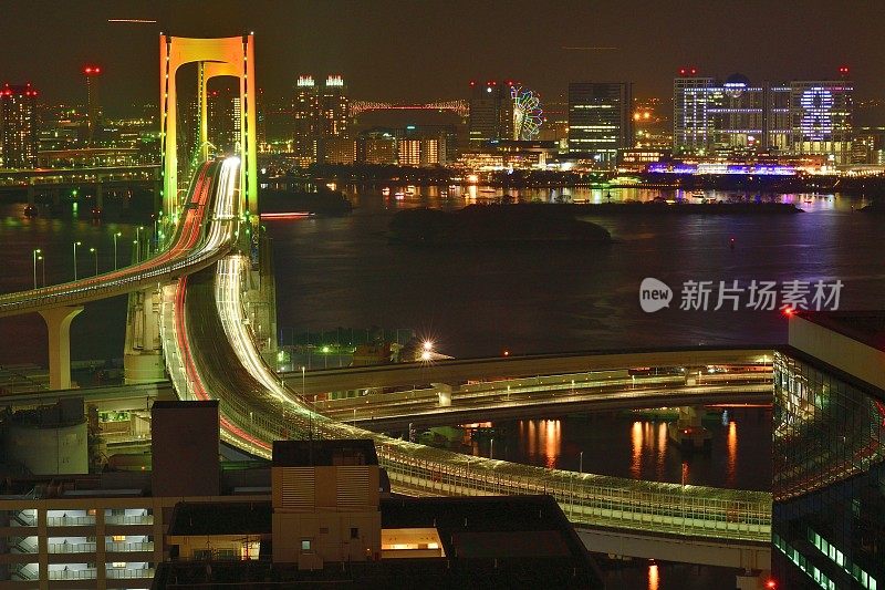 东京湾地区夜晚的城市景观