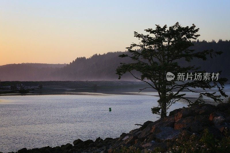 奎鲁特部落印第安人保留地拉普什奥林匹克海岸日落，华盛顿