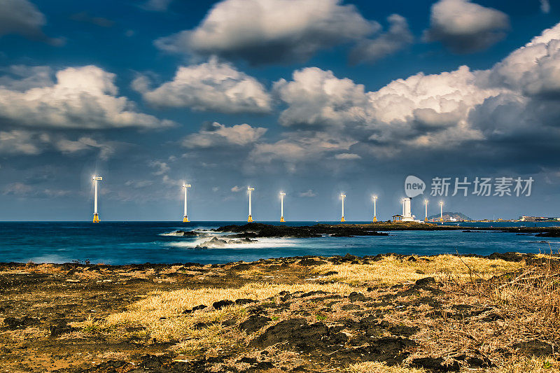 在多风的海岸上