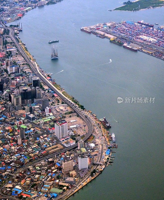 拉各斯中央商务区-拉各斯岛，维多利亚岛和拉各斯港(阿帕帕港，集装箱码头)，尼日利亚