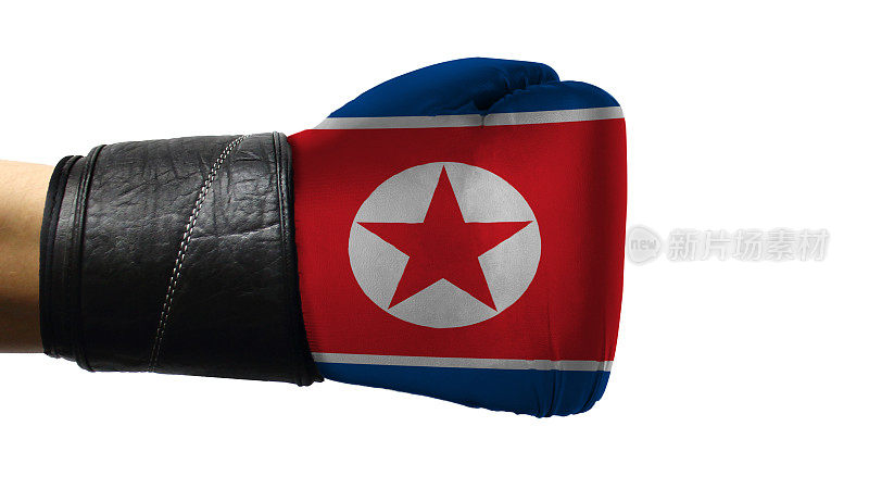 朝鲜国旗和拳头