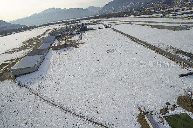 瑞士雪山景观鸟瞰图