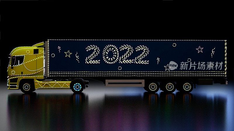 2022年的卡车。新年。