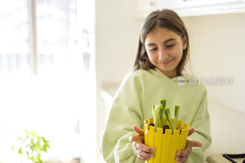 美丽的女孩又在土壤里发芽了