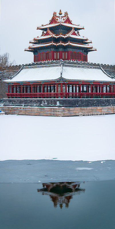 紫禁城炮塔的雪景