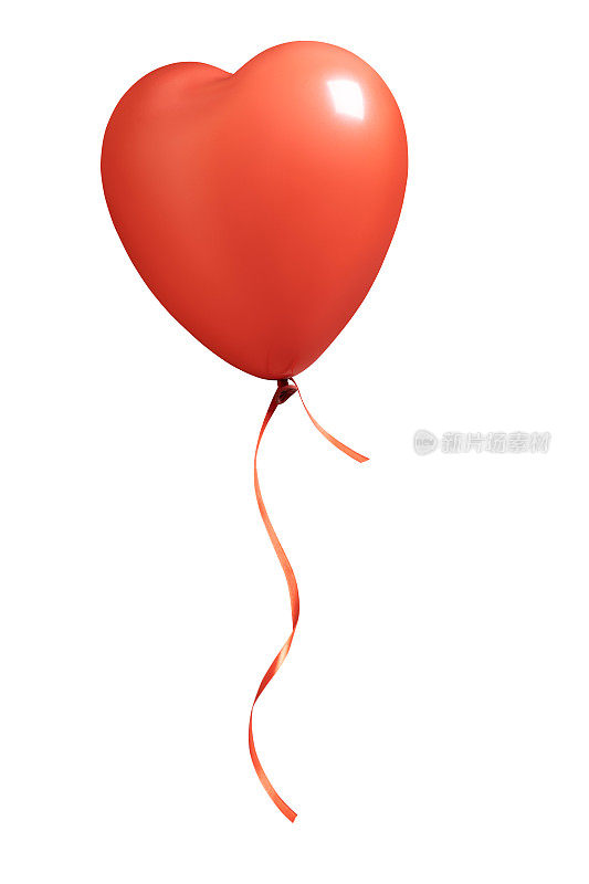 白底红心气球