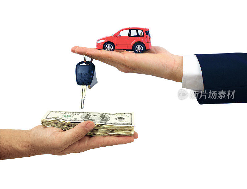 买新车。租赁或销售概念。购物。经销商。卖汽车。