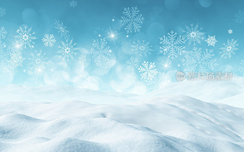 3D圣诞背景与雪