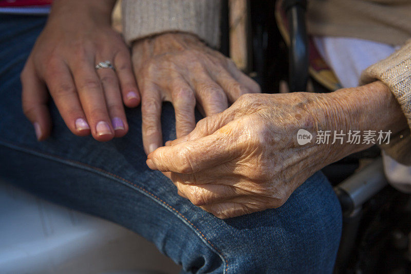 女人的手。母亲和女儿