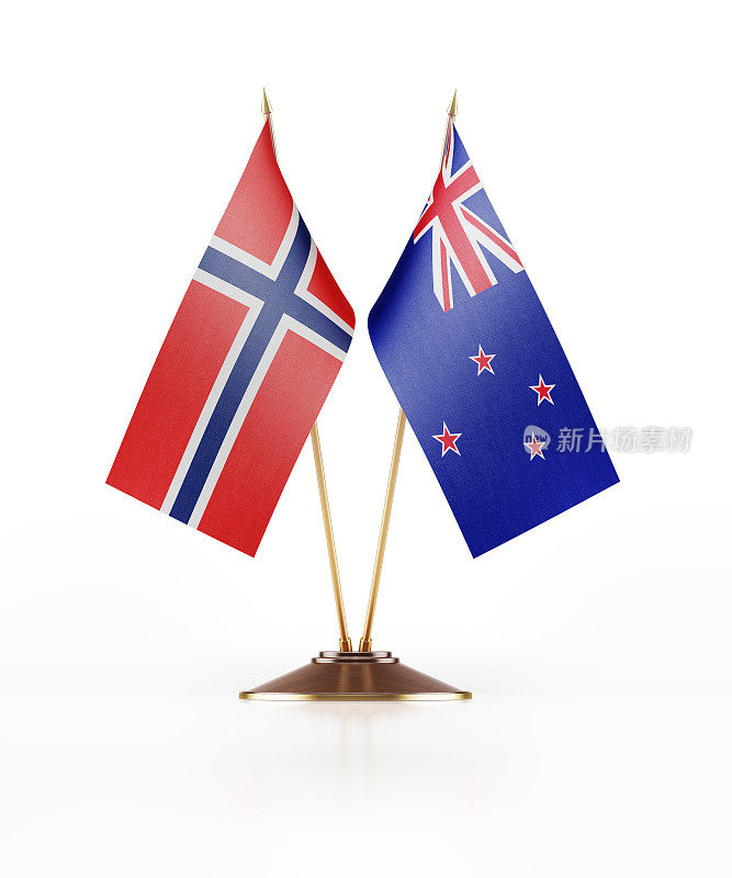 挪威和新西兰的微型国旗