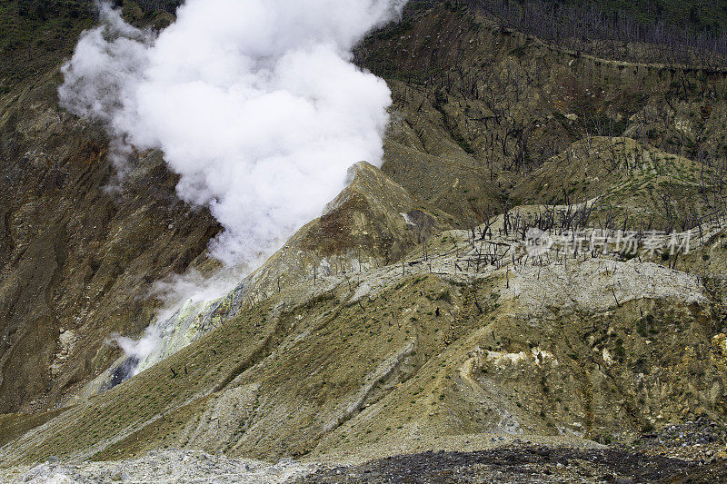 Papandayan火山,蒸