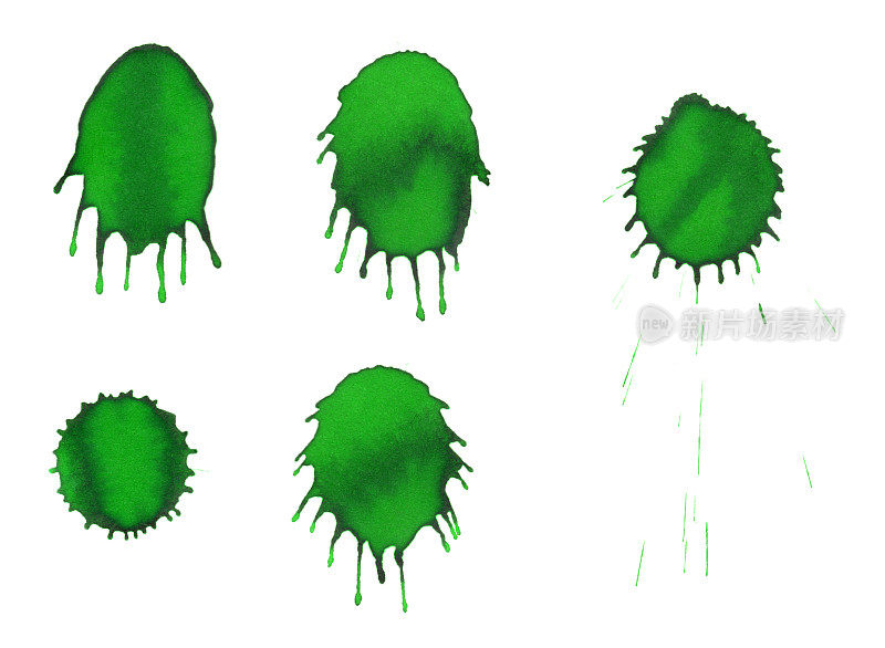 孤立的绿色墨水飞溅滴近距离