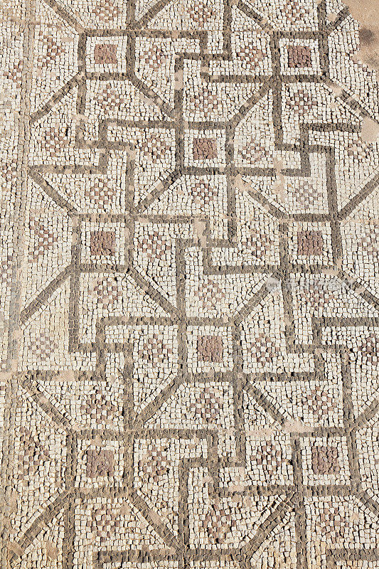 古罗马帕福斯遗址塞浦路斯的长方形地板马赛克