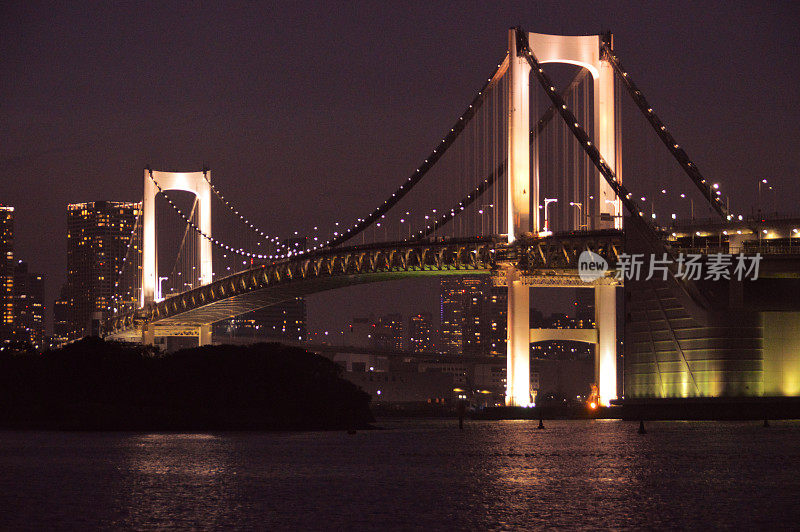 彩虹桥和东京湾的日落景色