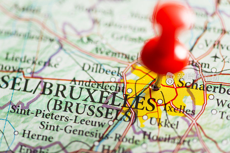 地图上标明布鲁塞尔