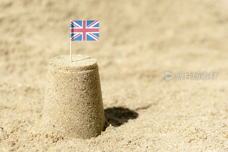 英国旗帜沙堡海滩旅游