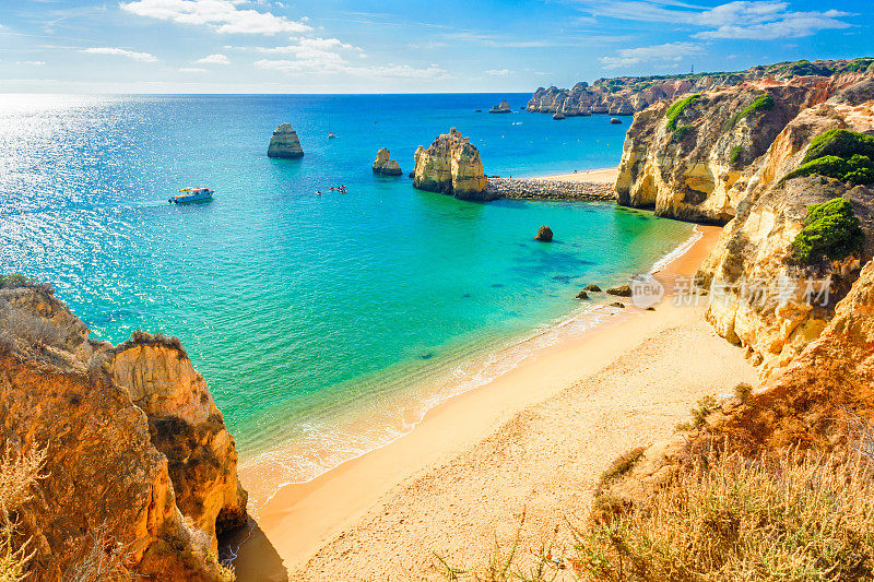 美丽的沙滩拉各斯附近，阿尔加维，葡萄牙