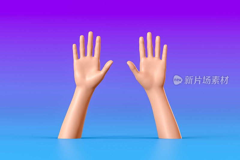 3D手势，女性人体模型，打开手掌