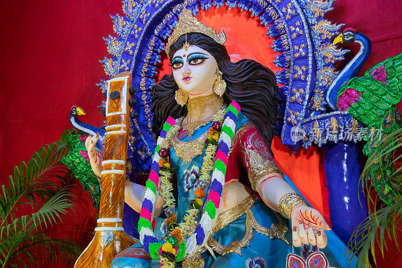 女神Saraswati，加尔各答，印度