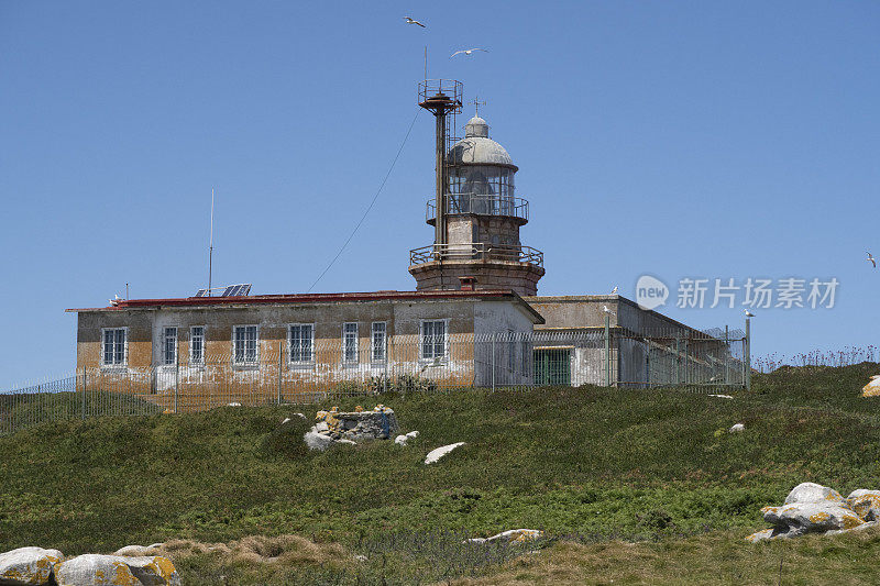 西班牙加利西亚死亡海岸上的西沙加斯群岛灯塔