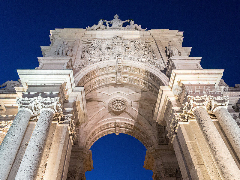 鲁阿·奥古斯塔拱门，里斯本;葡萄牙