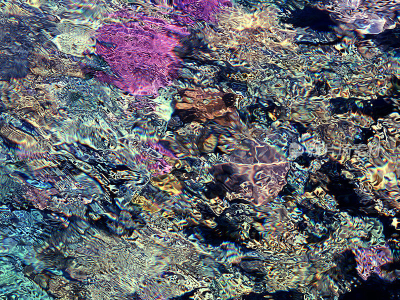 珊瑚礁彩色折射图案抽象闪亮的背景棱镜效应光谱模糊的漩涡波纹理