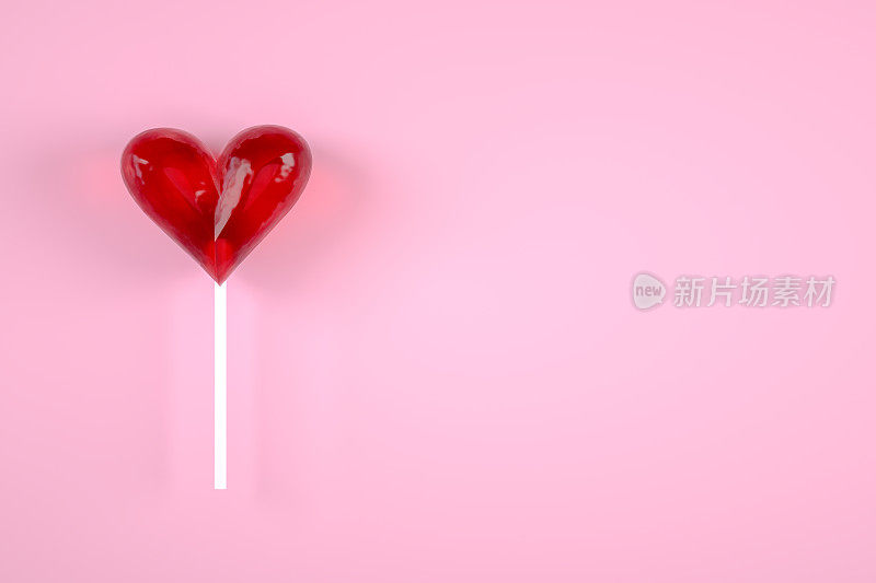 心形棒棒糖背景，抽象的情人节概念